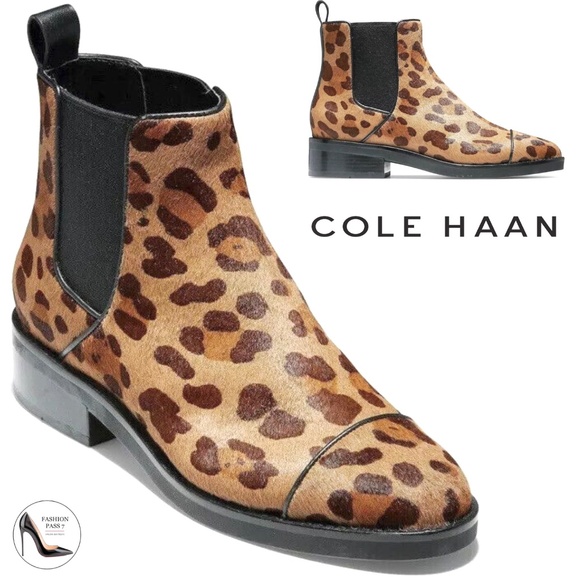 Cole Haan Shoes - Cole Haan Mara Grand Brown Tan Leopard Print Calf Hair Chelsea Booties 7